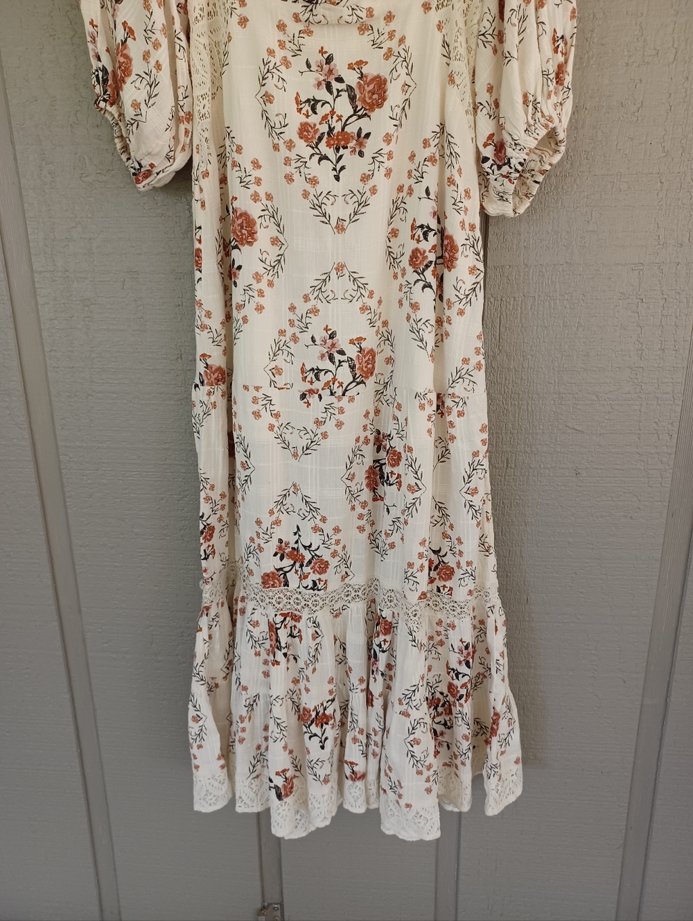 Free People All The Attitude Maxi Dress Size L Women Boho Cottagecore Floral - Picture 4 of 15
